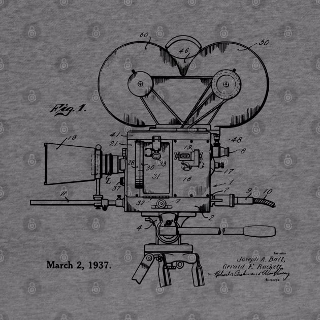 Old Movie Camera Patent Print by MadebyDesign